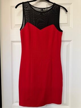 Forever 21 Red Mini Dress with Black Mesh Yoke